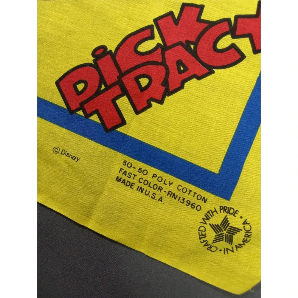 1990 Disney Dick Tracy Yellow Graphic Bandana with Original Price Tag